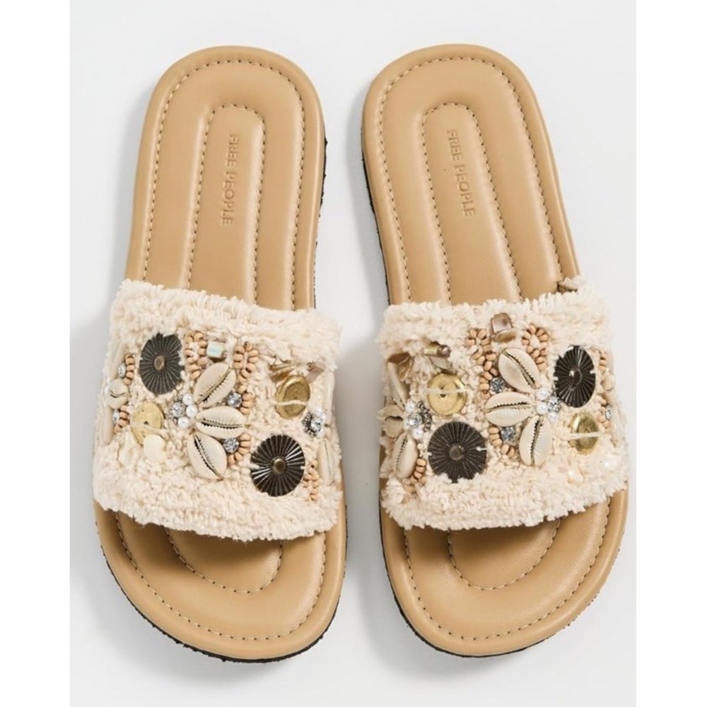 FREE PEOPLE SHIPWRECKED SLIDE SANDAL CHALK Size 8